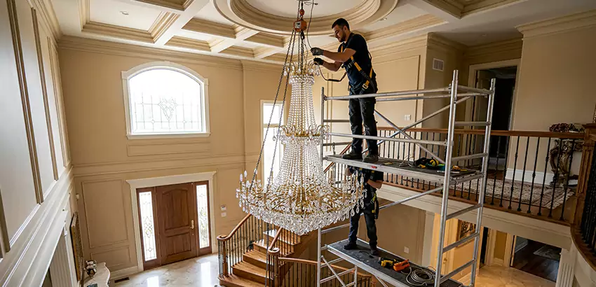 Two-Story Foyer Chandelier Installation in Sanford